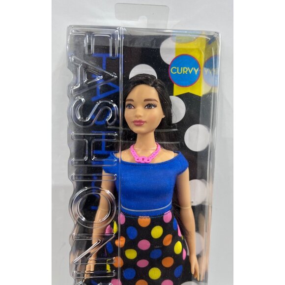 Barbie Fashionistas Polka Dot Fun Curvy Doll With Blue Top 2014 DVX73 New - Picture 2 of 5